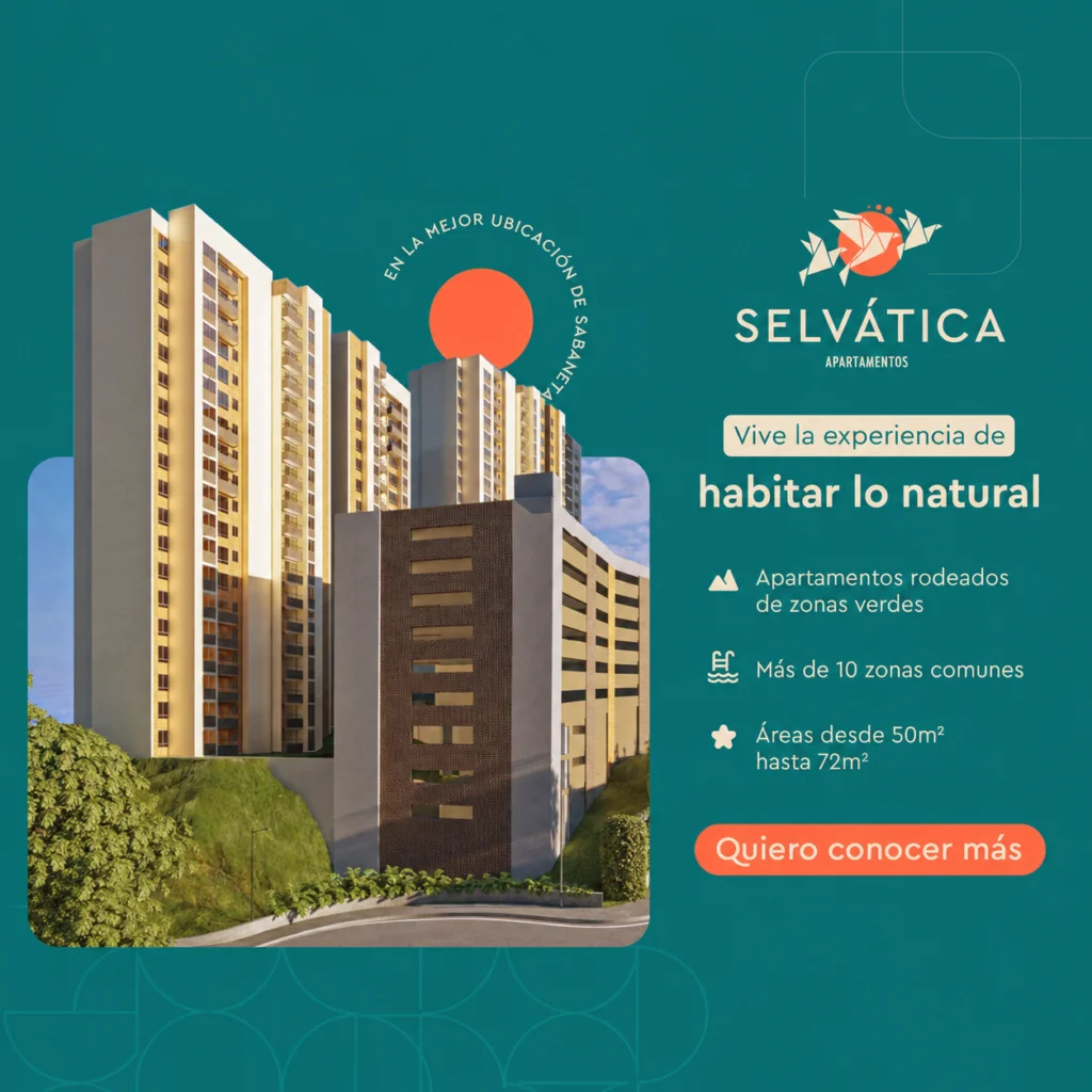 Banner Selvática Cuadrado Banner cuadrado del proyecto Selvática Apartamentos con torres residenciales y el texto habitar lo natural