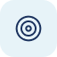 Icono decorativo circular con diseño de diana en azul claro
